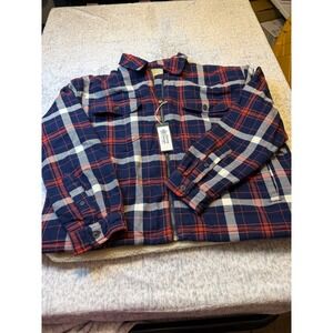 Alpine Design Womens Sherpa Lined Flannel Shirt Jacket Navy Red Plaid Full Zip
